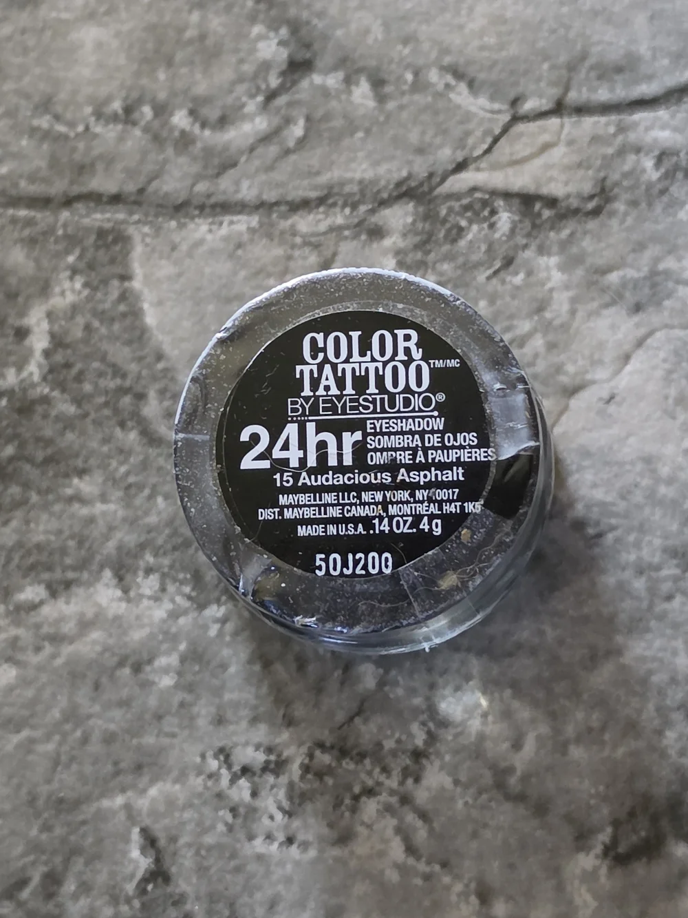 Maybelline Color Tattoo Cream Eyeshadow — Gray (Audacious Asphalt) Sealed Disc.
